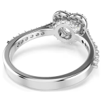 Una Angelic motif ring Mixed cuts, Heart, White, Rhodium plated