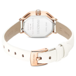 Dextera octagon watch Swiss Made, Leather strap, White, Rose gold-tone finish