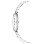 Matrix pearl bangle watch Swiss Made, Crystal bracelet, White, Stainless steel