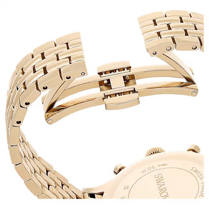 Octea chrono watch Swiss Made, Metal bracelet, Gold tone, Champagne gold-tone finish