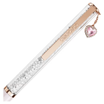 Crystalline ballpoint pen Heart, Pink, Pink lacquered, Rose gold-tone plated