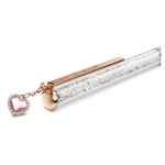 Crystalline ballpoint pen Heart, Pink, Pink lacquered, Rose gold-tone plated