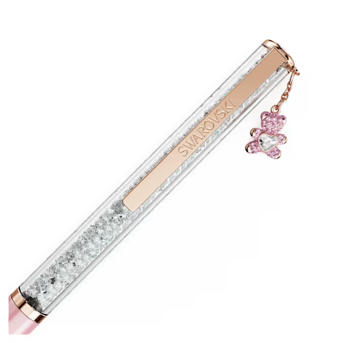 Crystalline ballpoint pen Teddy, Pink, Pink lacquered, Rose gold-tone plated