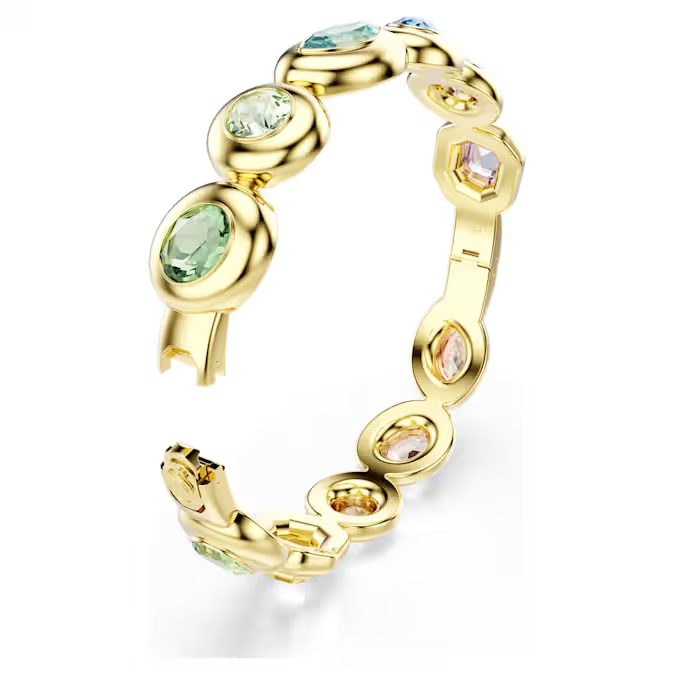 Gema bangle Mixed cuts, Multicolored, Gold-tone plated