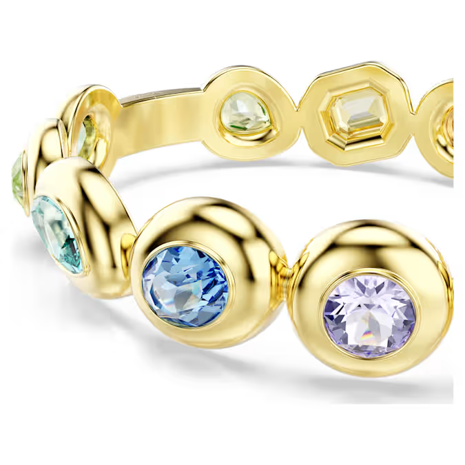 Gema bangle Mixed cuts, Multicolored, Gold-tone plated