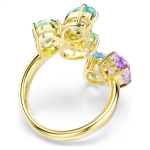 Gema motif ring Mixed cuts, Multicolored, Gold-tone plated
