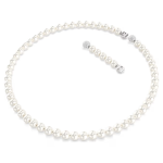Matrix necklace Crystal pearl, White, Rhodium plated