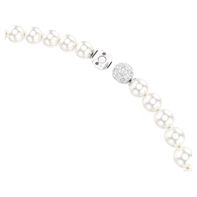Matrix necklace Crystal pearl, White, Rhodium plated