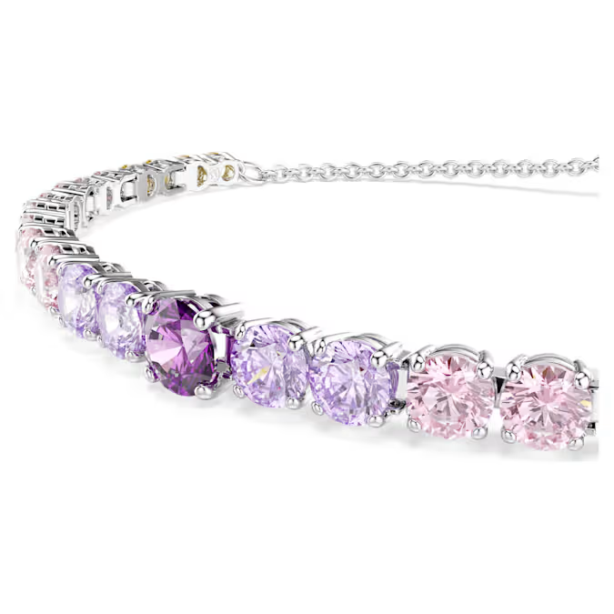 Matrix Tennis bracelet Gradient of round cuts, Multicolored, Rhodium plated
