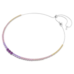 Matrix Tennis necklace Gradient of round cuts, Multicolored, Rhodium plated
