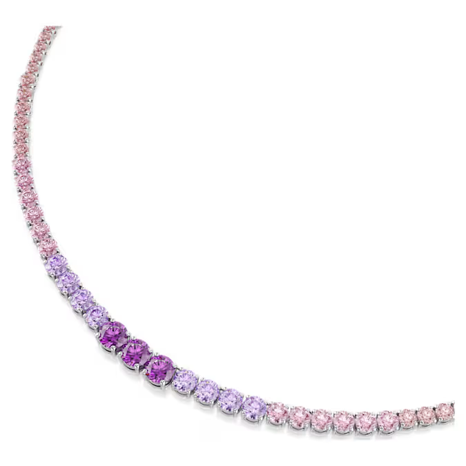 Matrix Tennis necklace Gradient of round cuts, Multicolored, Rhodium plated