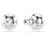 Matrix stud earrings Crystal pearl, White, Rhodium plated