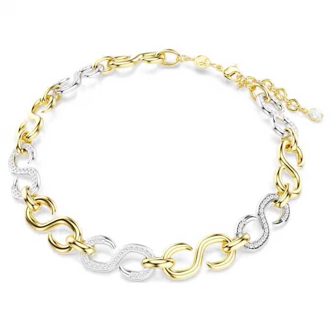 Dextera necklace Round cut, Chain, White, Mixed metal finish