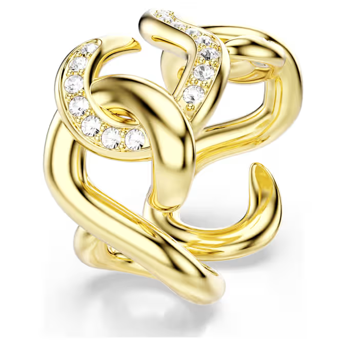 Dextera open ring Round cut, White, Gold-tone plated