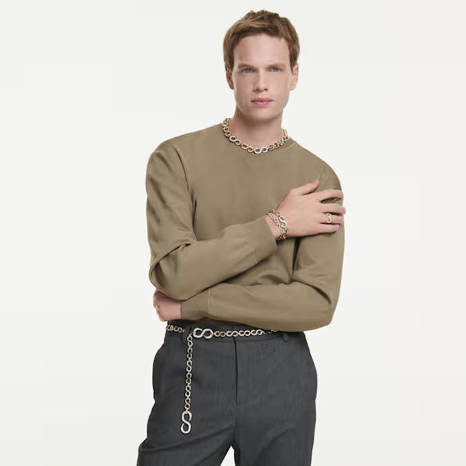 Dextera open ring Round cut, White, Gold-tone plated