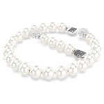 Matrix bracelet Crystal pearl, White, Rhodium plated