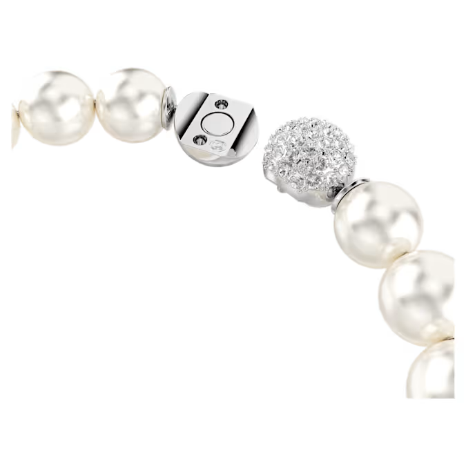 Matrix bracelet Crystal pearl, White, Rhodium plated