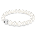 Matrix bracelet Crystal pearl, White, Rhodium plated