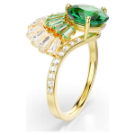 Idyllia ring Mixed cuts, Shell, Green, Gold-tone plated