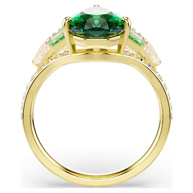 Idyllia ring Mixed cuts, Shell, Green, Gold-tone plated