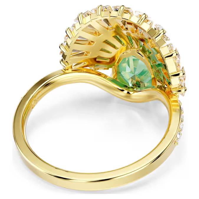 Idyllia ring Mixed cuts, Shell, Green, Gold-tone plated