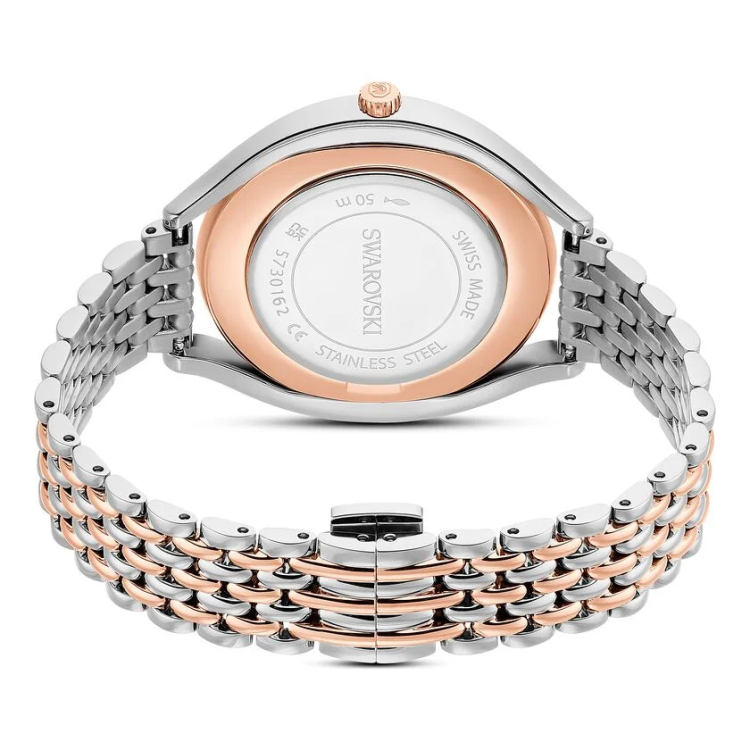 Crystalline aura watch Swiss Made, Metal bracelet, Rose gold tone, Mixed metal finish