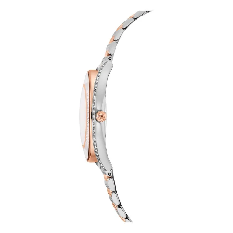 Crystalline aura watch Swiss Made, Metal bracelet, Rose gold tone, Mixed metal finish