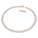 Una Angelic Tennis necklace Round cut, White, Rose gold-tone plated