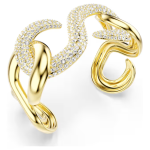 Dextera cuff Round cut, White, Gold-tone plated