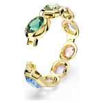 Gema cuff Oversized crystals, Mixed cuts, Multicolored, Gold-tone plated