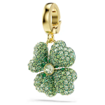 Idyllia charm Clover, Green, Gold-tone plated