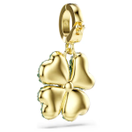 Idyllia charm Clover, Green, Gold-tone plated