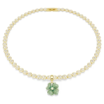 Idyllia charm Clover, Green, Gold-tone plated