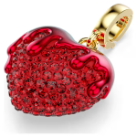 Idyllia charm Round cut, Heart, Red, Gold-tone plated