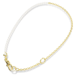 Idyllia necklace Crystal pearl, White, Gold-tone plated