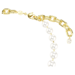 Idyllia necklace Crystal pearl, White, Gold-tone plated