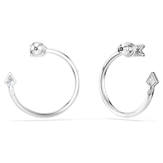 Idyllia hoop earrings Mixed cuts, Arrow, White, Rhodium plated