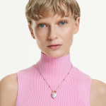 Idyllia pendant Mixed cuts, Heart, White, Gold-tone plated