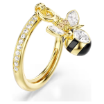 Idyllia motif ring Mixed cuts, Bee, Multicolored, Gold-tone plated