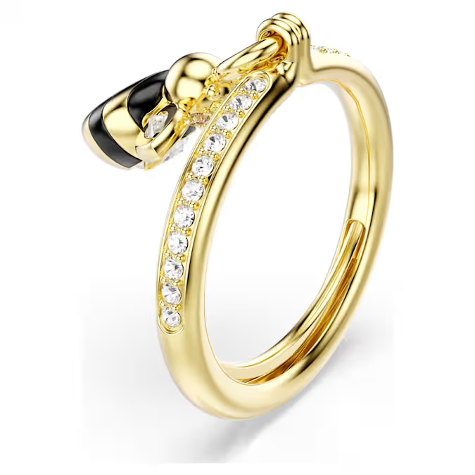 Idyllia motif ring Mixed cuts, Bee, Multicolored, Gold-tone plated