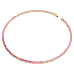 Matrix Tennis necklace Round cut, Pink, Gold-tone plated