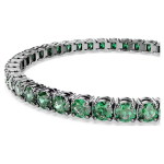 Matrix Tennis bracelet Round cut, Green, Ruthenium plated