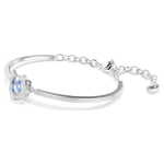 Symbolica bangle Round cut, Pavé, Horse shoe, Blue, Rhodium plated