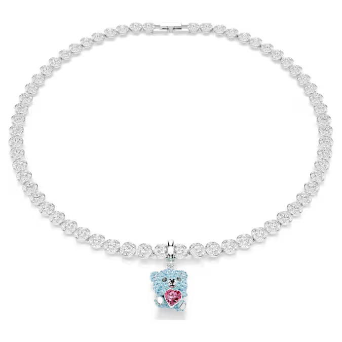 Idyllia charm Mixed cuts, Teddy, Blue, Rhodium plated
