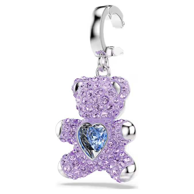 Idyllia charm Mixed cuts, Teddy, Purple, Rhodium plated
