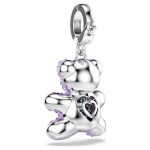 Idyllia charm Mixed cuts, Teddy, Purple, Rhodium plated