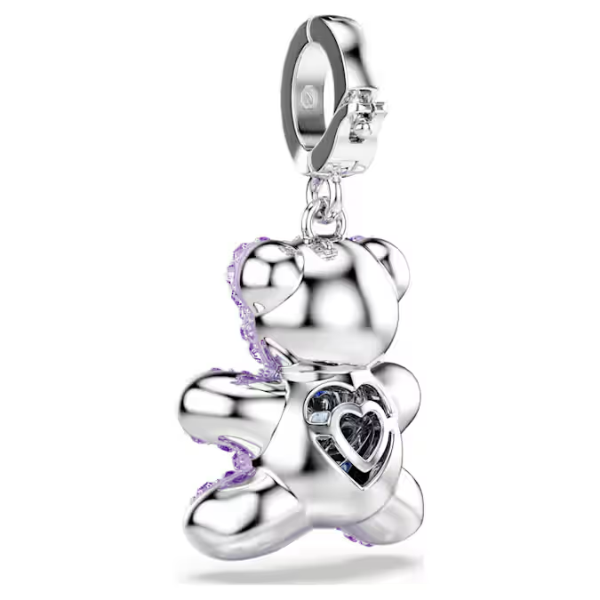 Idyllia charm Mixed cuts, Teddy, Purple, Rhodium plated