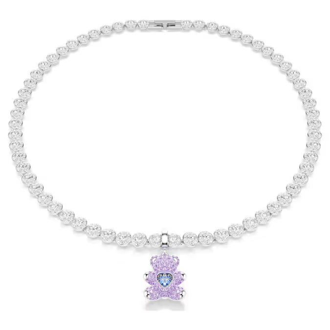 Idyllia charm Mixed cuts, Teddy, Purple, Rhodium plated