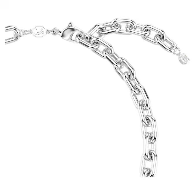 Idyllia necklace Crystal pearl, Mixed cuts, White, Rhodium plated