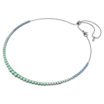 Matrix necklace Gradient of round cuts, Multicolored, Ruthenium plated